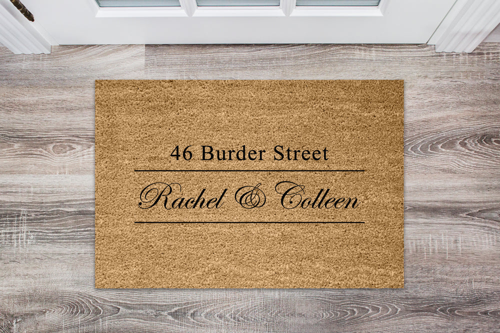 Personalised Coir Doormat - 46 Burder Street - Rachel & Colleen