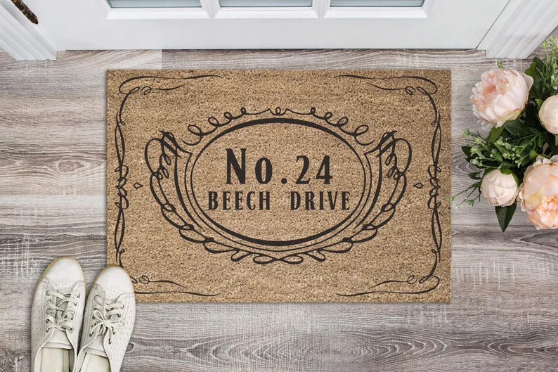 No. 24 Beech Drive - Elegant Personalised Coir Doormat