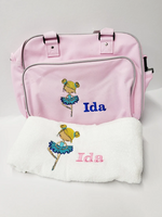 Pirouette in Style: Personalised Embroidered Ballet Dance Bag and Towel Set