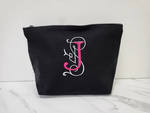 Personalised Make Up Bag Cosmetic Wash ANY INITIAL custom makeup bag Bride, Bridemaids, Motherday, Embroidered