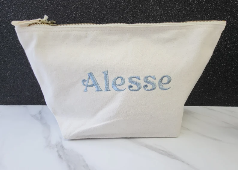 Elegance Unzipped: Personalised Embroidered Canvas Makeup Pouches