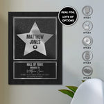 Metallic Star, Hall of Fame print, Personalised in genuine foil, Achievement and recognition Wall Print, Gold Foiled Celebrity Wall Art Gift