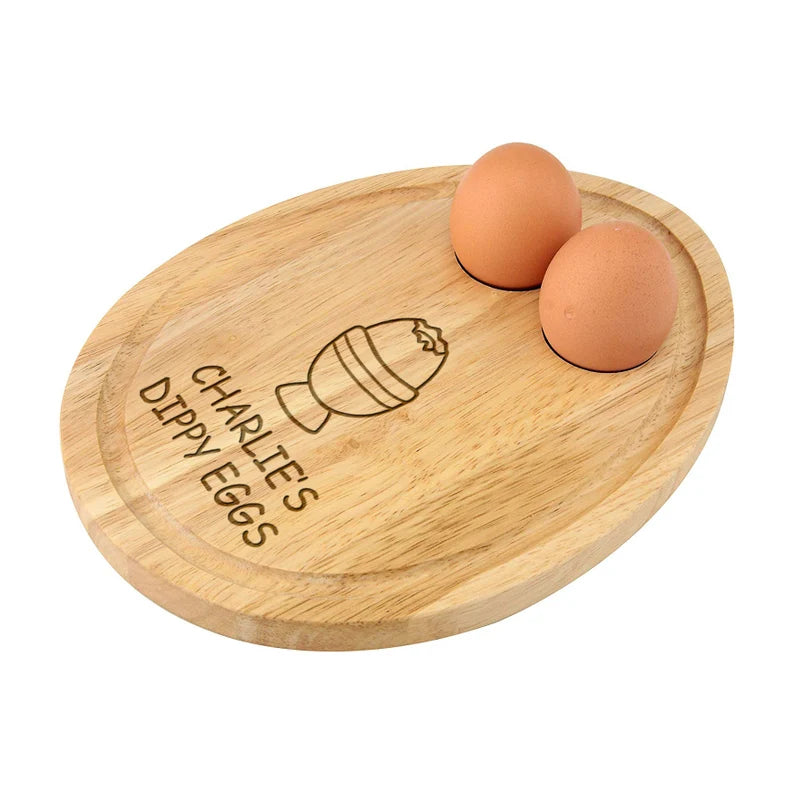Personalised Wooden Egg & Soldiers Board. Engraved Egg and Toast Breakfast Egg Shaped Serving Board, Childs Breakfast Gift Idea