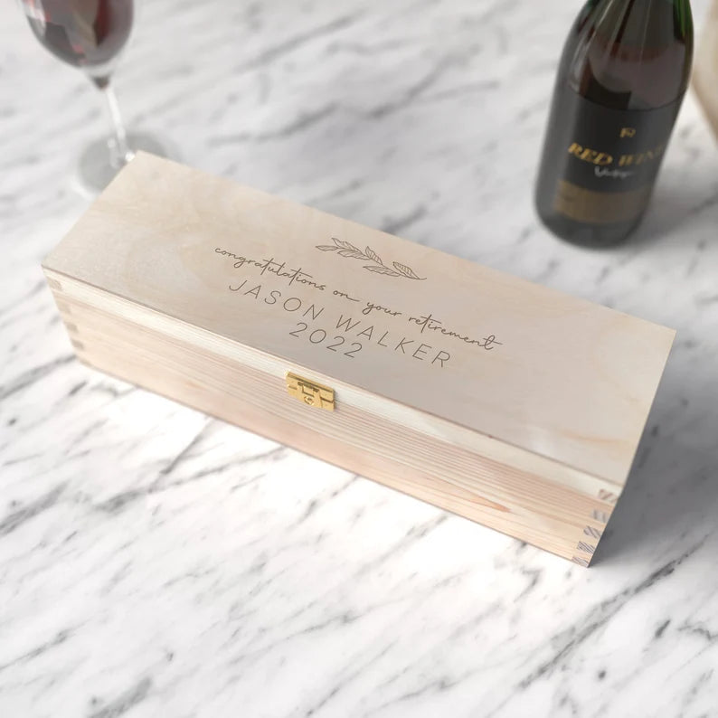 Personalised Bespoke Wooden Wine Box, Personalised Engraved Wine Holder Gift Box Chest, Wine Lover, Wooden Anniversary Gift