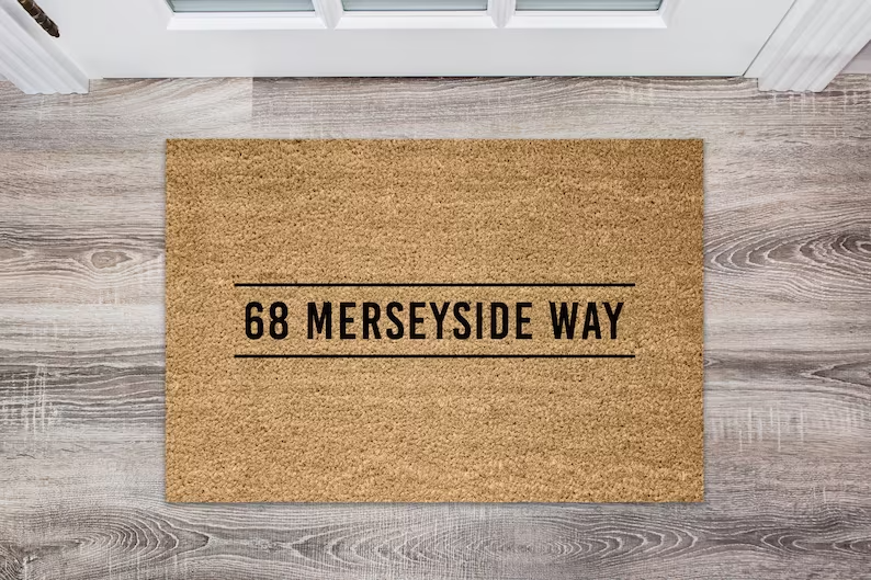 Personalised Coir Doormat with Address - 68 Merseyside Way