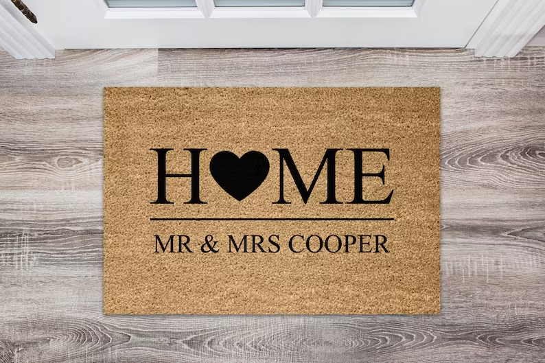 Personalised Coir Doomat - Cooper Family Heart Home