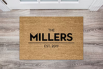 Personalised Family Name Doormat – The Millers Est. 2019