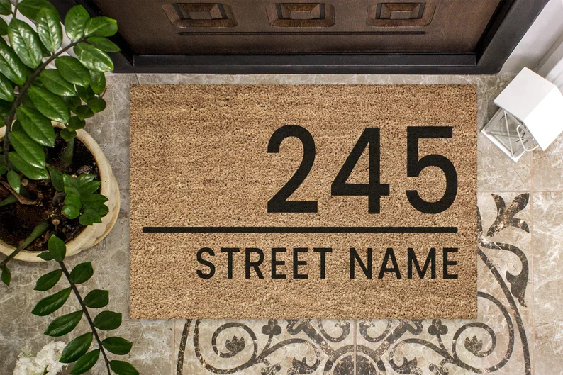 Custom 245 Street Name - Personalised Address Coir Doormat