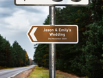 Personalised metal wedding sign, Direction Road Arrow Sign Brown, Wedding Plaque, Signs, Wedding Signs, Wedding Reception Signage directions