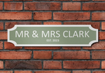 Personalised Mr & Mrs Wedding Sign, Couple Just Married Wedding Day Street Sign, Photo Prop. Custom Metal Sign. Weatherproof vintage Sign