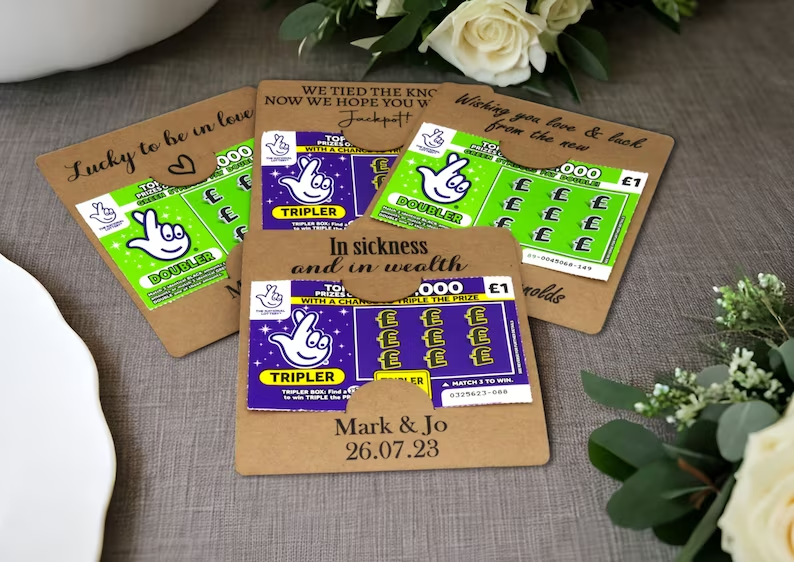 Scratch Card Holder. Lottery Ticket Wallet. Wedding Favour. Personalised  Favour. Wedding Gift 