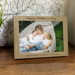 Personalised Fathers Day, Mothers Day Photo Frame | Laser Engraved Wooden Custom Gift | Any Text | 3 Sizes, Landscape or Portrait, Mum & Dad