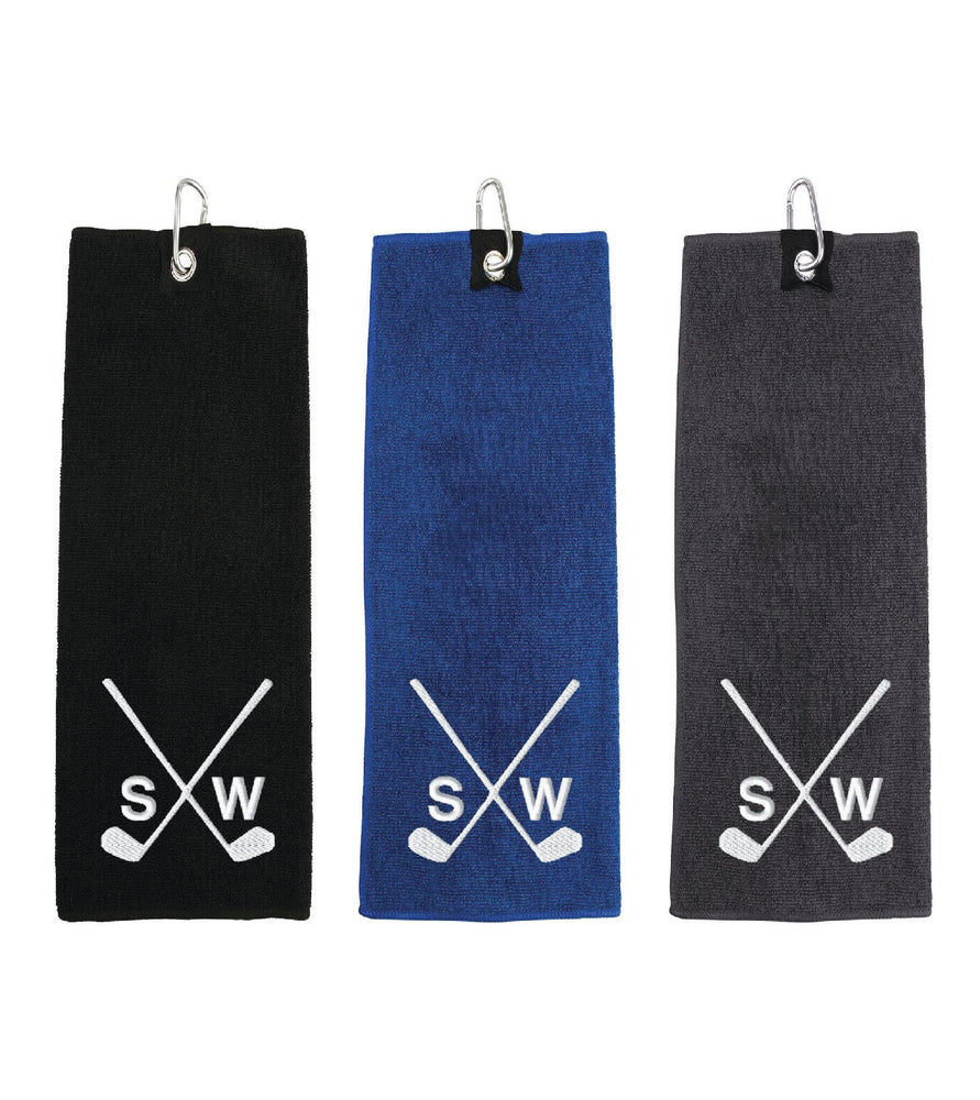 Master the Green: Personalized Crossed Clubs Golf Towel