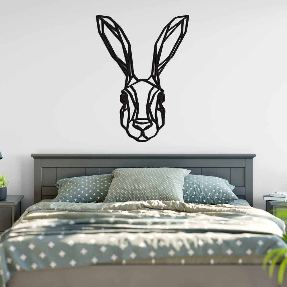 Geometric Rabbit Head Animal Wall Art, Contemporary Wall Art Polygon Animal Outline, Gloss Acrylic, Precision Laser Cut