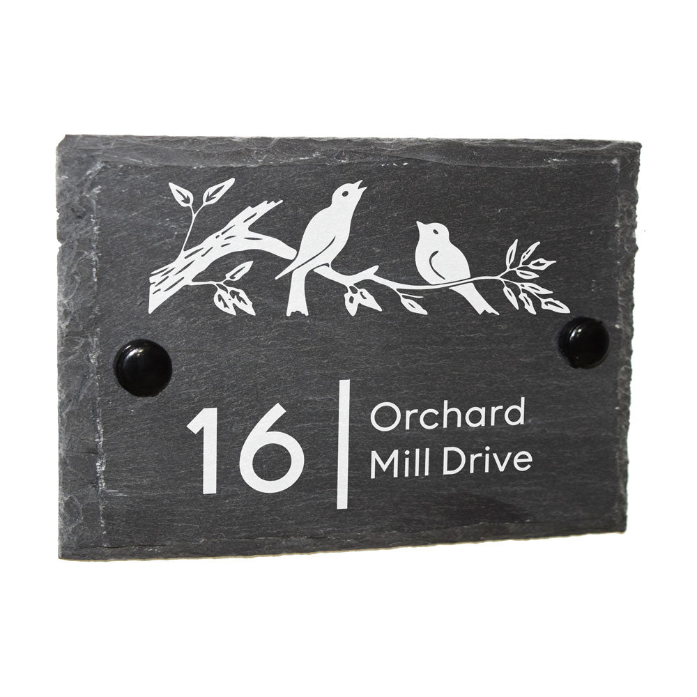 15cm x 10cm Rustic Natural Slate House Gate Sign Plaque Door Number Personalised Name Plate