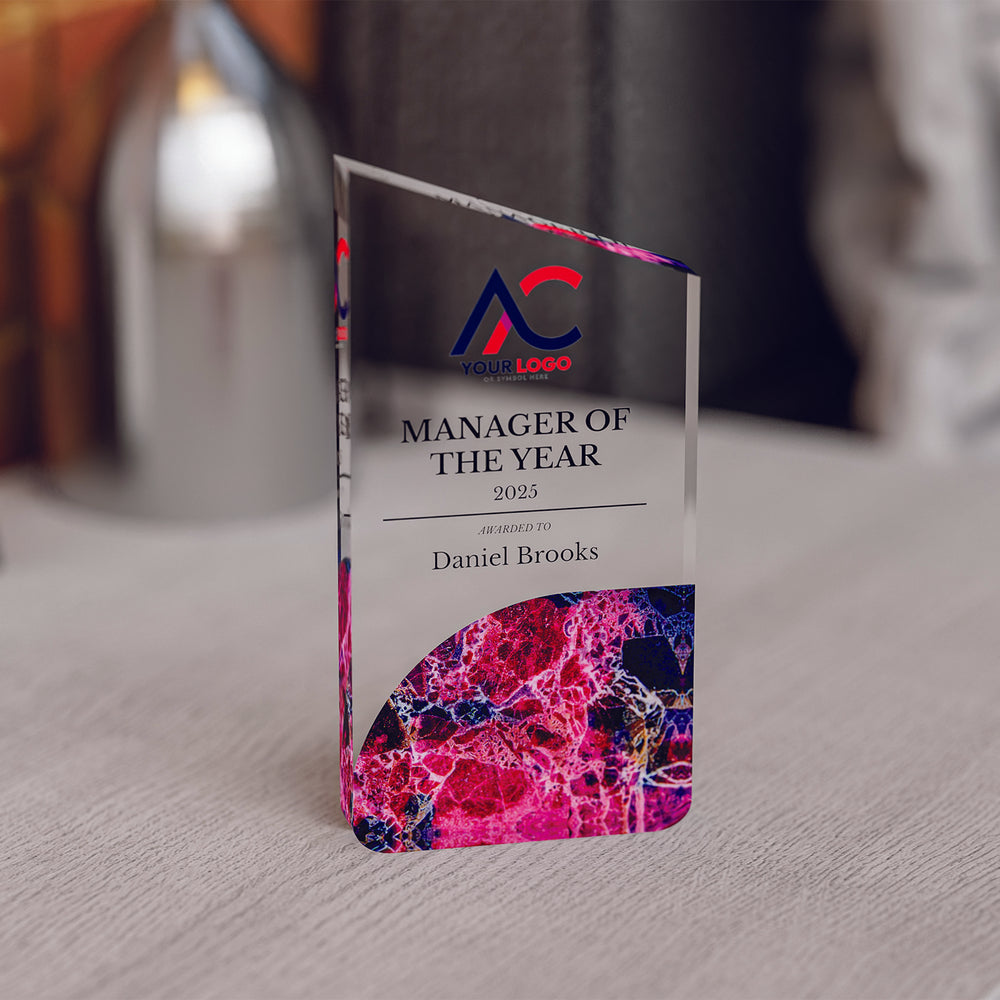 Angled Top Award Trophy – Custom Corporate Recognition Gift with Marble Base