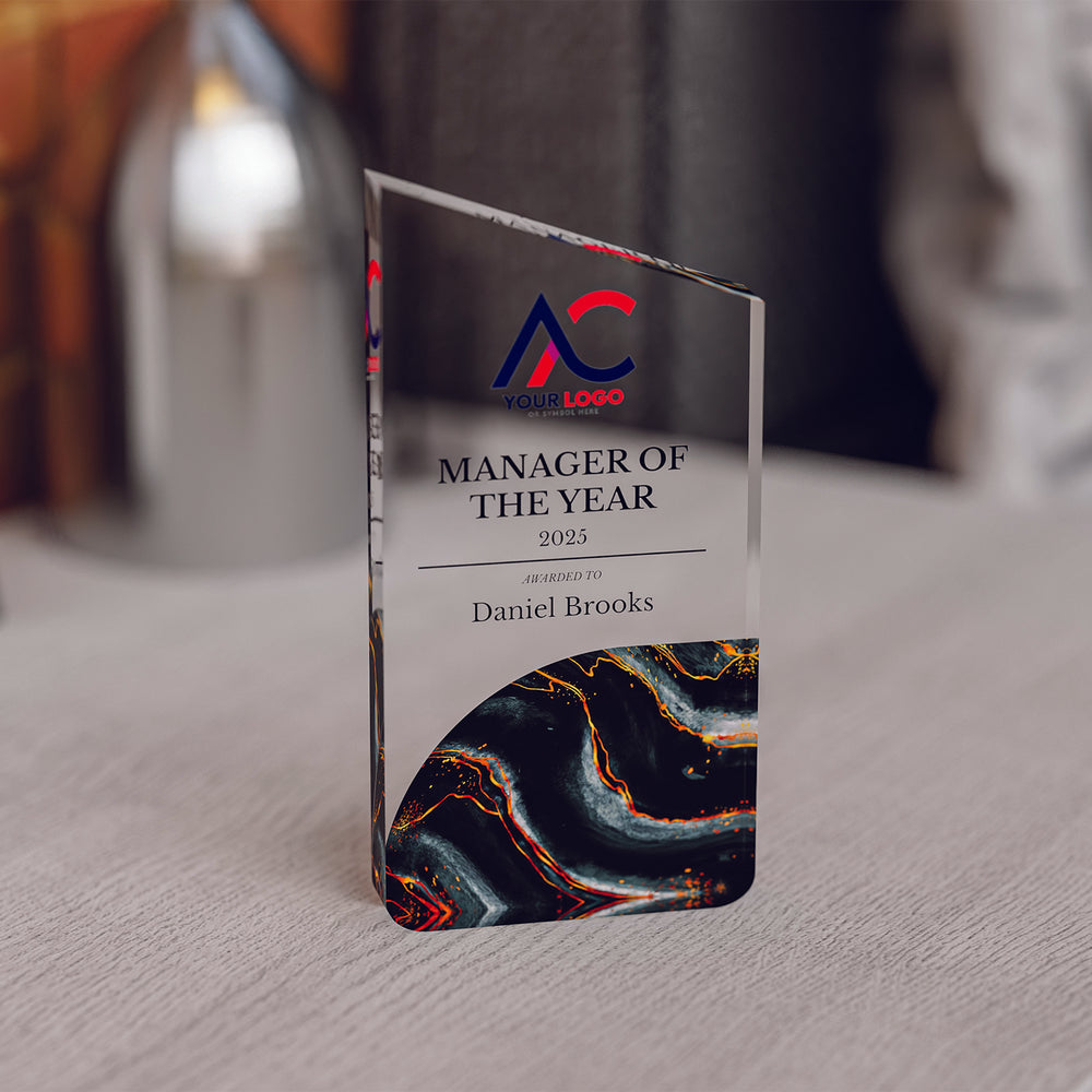 Angled Top Award Trophy – Custom Corporate Recognition Gift with Marble Base