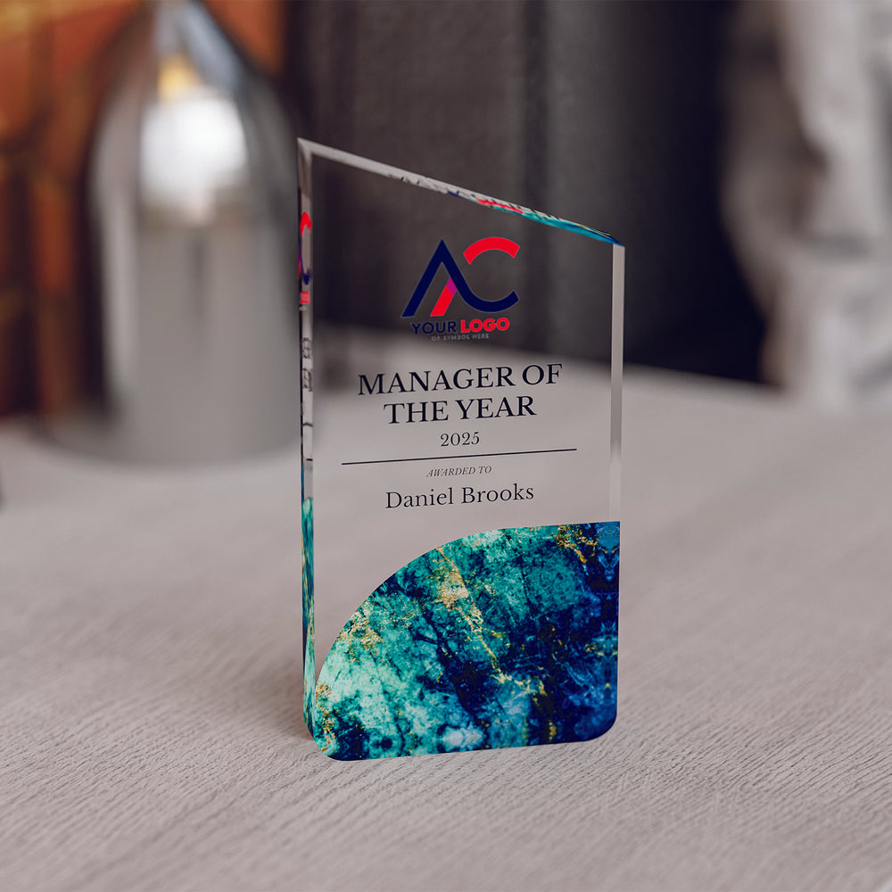 Angled Top Award Trophy – Custom Corporate Recognition Gift with Marble Base