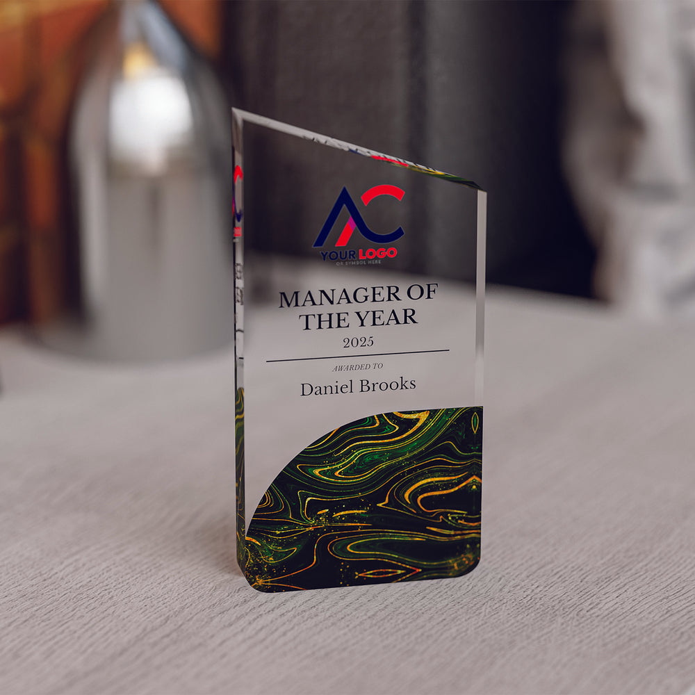 Angled Top Award Trophy – Custom Corporate Recognition Gift with Marble Base