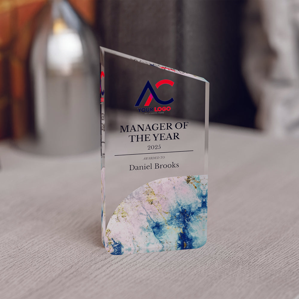 Angled Top Award Trophy – Custom Corporate Recognition Gift with Marble Base