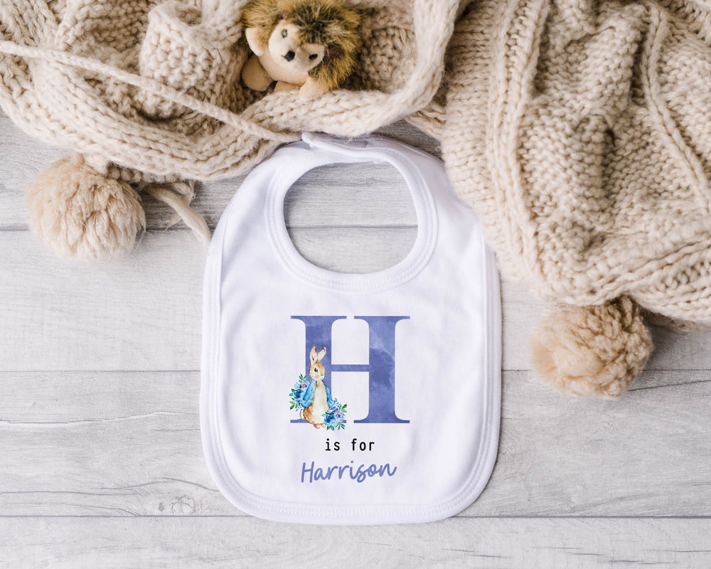 Personalised Pink / Blue Rabbit Initial Babygrow/Sleepsuit