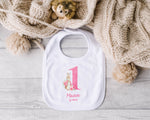 Personalised First Birthday Baby Vest – Custom Name Bodysuit – 1st Birthday Outfit with Rabbit Design