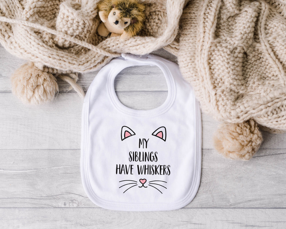 My Siblings Have Whiskers” Sleepsuit – Funny Animal Lover Baby Bodysuit or Bib – Cute Baby Clothes for Pet-Loving Families