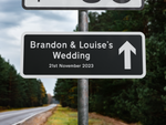 Personalised Rectangle Metal Wedding Sign – Direction Road Arrow Sign Black