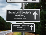 Personalised Rectangle Metal Wedding Sign – Direction Road Arrow Sign Black