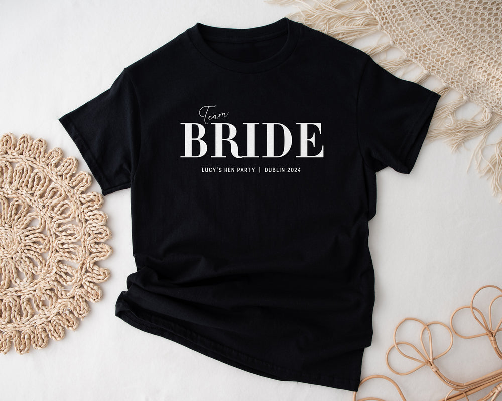 Personalised Hen Party T-Shirts – Team Bride & Bridesmaid Shirts (Style 2)