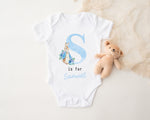 Personalised Pink / Blue Rabbit Initial Babygrow/Sleepsuit