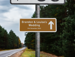 Personalised Rectangle Metal Wedding Sign – Direction Road Arrow Sign Brown