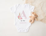 Personalised Pink / Blue Rabbit Initial Babygrow/Sleepsuit