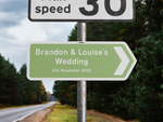 Personalised Metal Direction Wedding Sign - Green