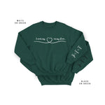 Personalised "I Wear My Heart on My Sleeve" Sweatshirt – Custom Names on Sleeve