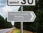 Personalised Metal Direction Wedding Sign - Grey