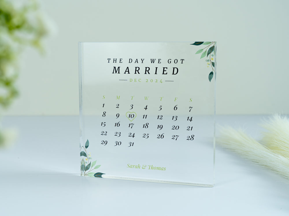 Personalised "The Day We Got Married" Acrylic Block | Perfect Wedding or Anniversary Gift