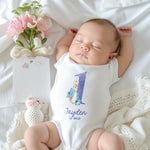 Personalised First Birthday Baby Vest – Custom Name Bodysuit – 1st Birthday Outfit with Rabbit Design