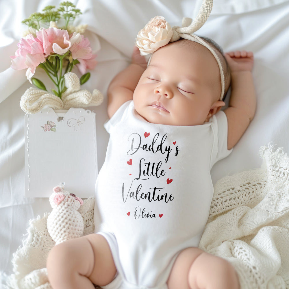 Personalised Valentine's Baby Outfit (Babygrow Sleepsuit Vest Bib | Mummy's/ Daddy's Little Valentine )