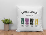 Personalised Nanny Cushion – Custom Wellington Boot Design