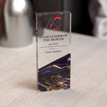 Custom Acrylic Award | Personalised Rectangle Trophy with Marble Base | Modern Staff & Team Trophies