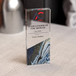 Custom Acrylic Award | Personalised Rectangle Trophy with Marble Base | Modern Staff & Team Trophies