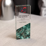 Custom Acrylic Award | Personalised Rectangle Trophy with Marble Base | Modern Staff & Team Trophies