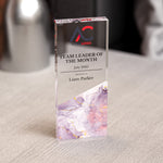 Custom Acrylic Award | Personalised Rectangle Trophy with Marble Base | Modern Staff & Team Trophies