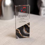 Custom Acrylic Award | Personalised Rectangle Trophy with Marble Base | Modern Staff & Team Trophies