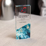 Custom Acrylic Award | Personalised Rectangle Trophy with Marble Base | Modern Staff & Team Trophies