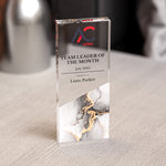 Custom Acrylic Award | Personalised Rectangle Trophy with Marble Base | Modern Staff & Team Trophies