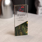 Custom Acrylic Award | Personalised Rectangle Trophy with Marble Base | Modern Staff & Team Trophies