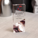 Custom Acrylic Award | Personalised Rectangle Trophy with Marble Base | Modern Staff & Team Trophies