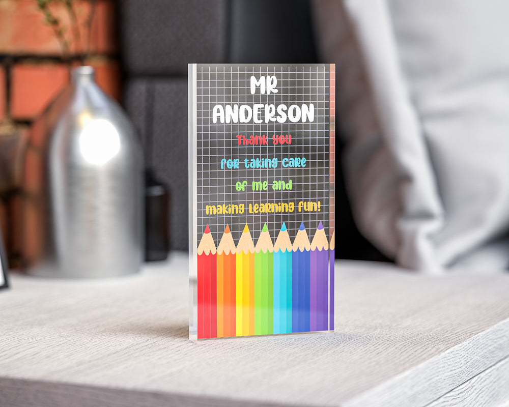 Personalised Teacher Gift - End Of Term Gift Acrylic Block